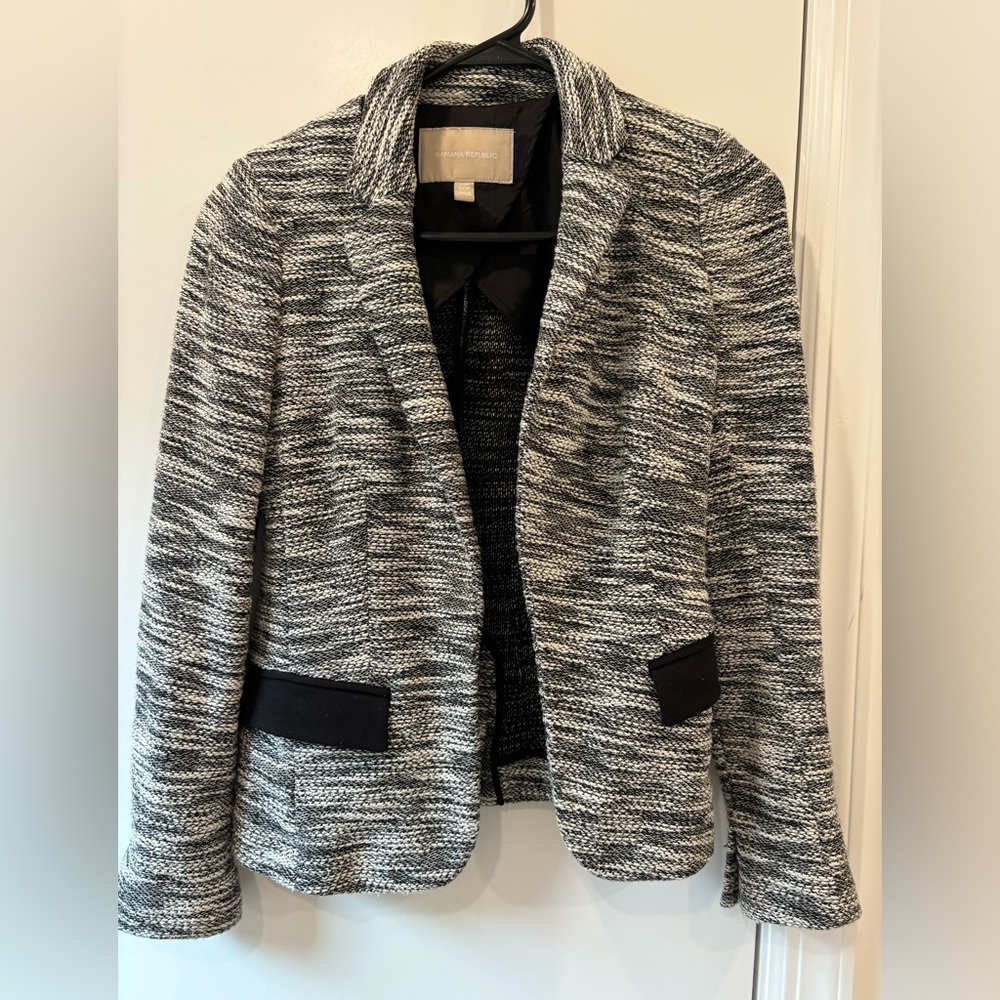 Banana Republic Knit Blazer Marled Black and White - 00P